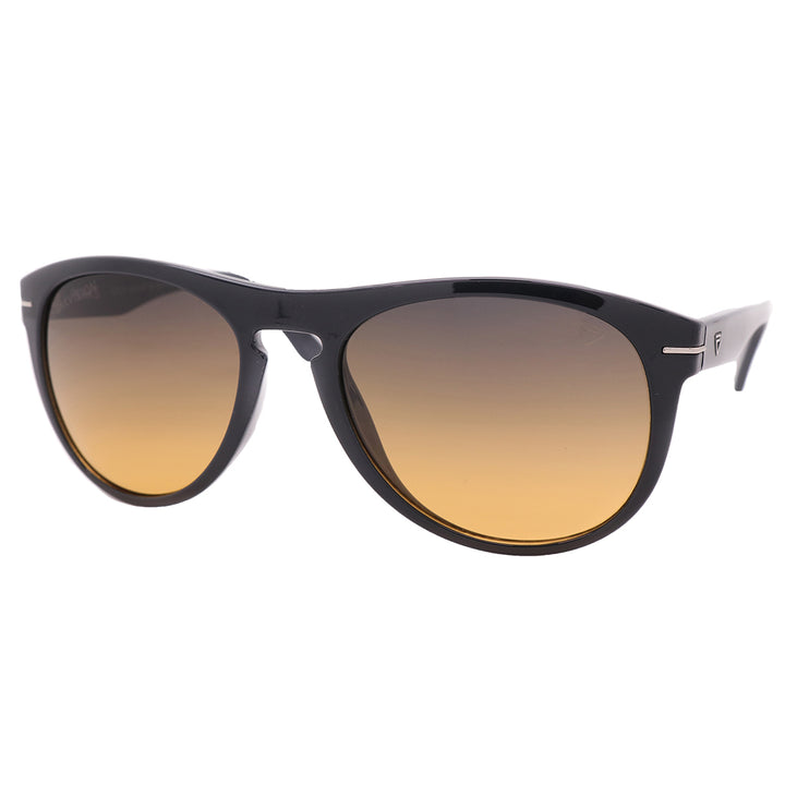 Front view of EOS sunglasses in royal plaid, featuring injected TR-90 keyhole bridge and zyl-acetate temples for style, comfort, and clear vision.