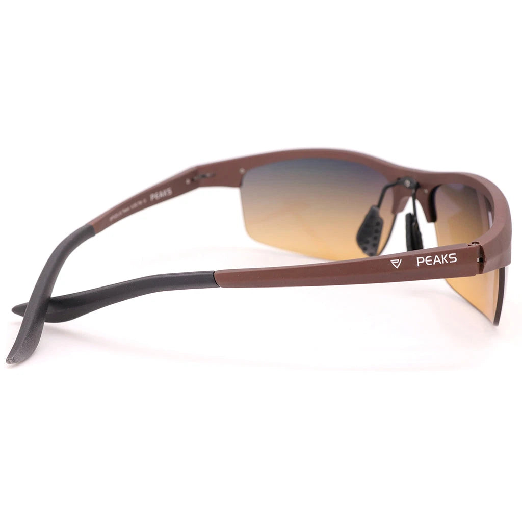 CY6 sunglasses in Brown, side and temple view