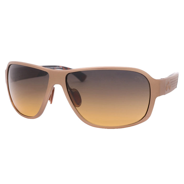 Front view of XD9 sunglasses in beryllium and tortoise, featuring Magnesium/Aluminum alloy frame with spring-loaded temple hinges and adjustable Megol nose bridge.